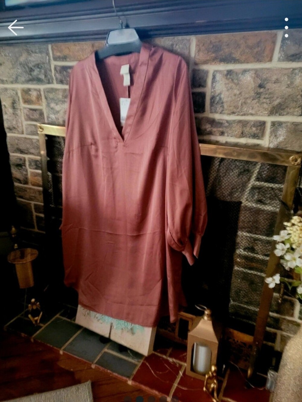 H&M Long Sleeve V-Neck Shift Dress - Rusty Rose